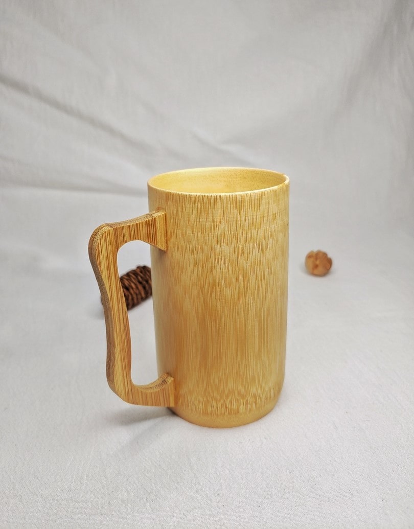 Classic Bamboo Wood Drinking Mug with Handle 2