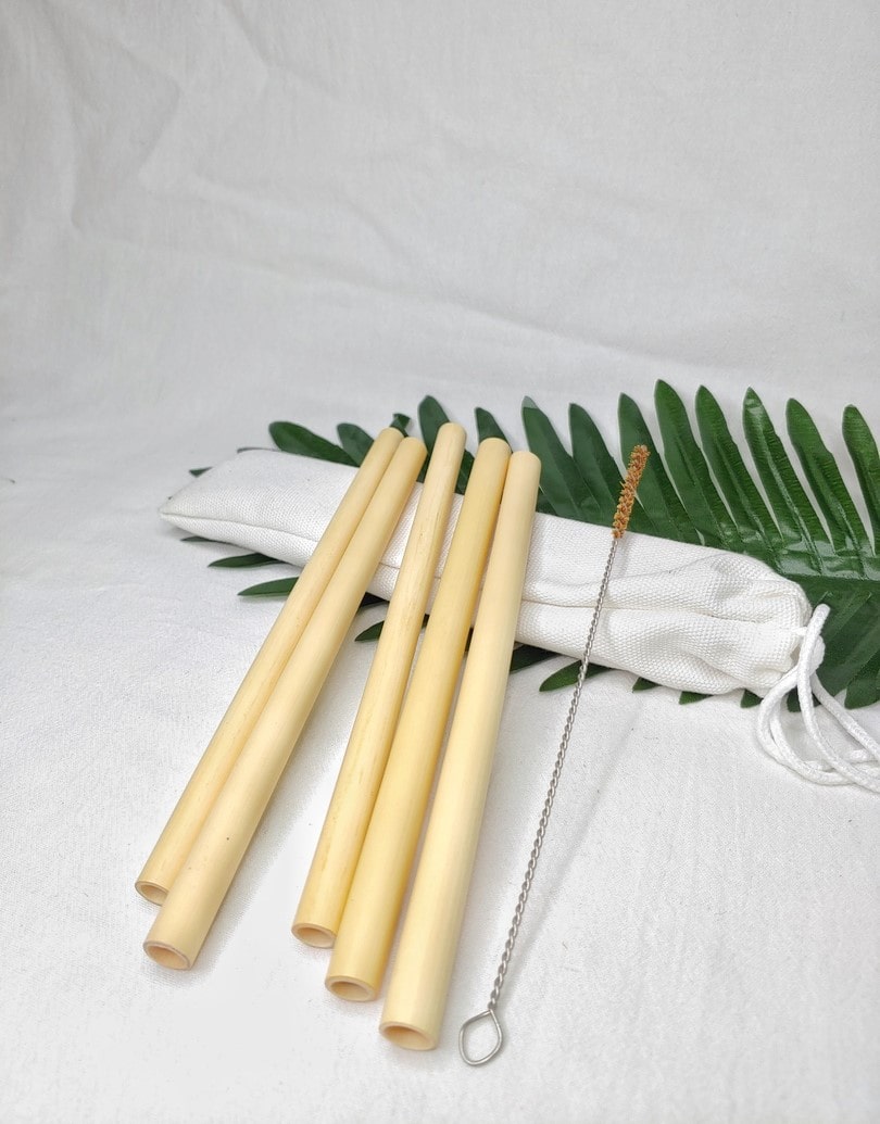 Reusable Natural Bamboo Drinking Straw And Cleaning Brush 3
